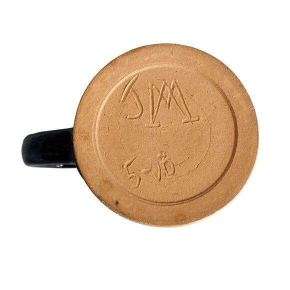 Oy Vey Cowbell Studio Art Pottery Mug Blue Glaze Signed - Picture 5 of 7